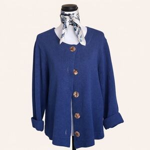 Vintage CMC Blue Textured Button Front Jacket XL USA